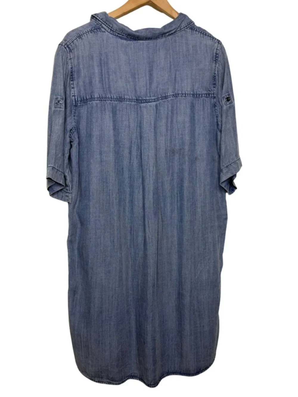 Velvet Heart Blue Tencel Chambray V-Neck Shift Dress with Pockets Size XL - Picture 5 of 10